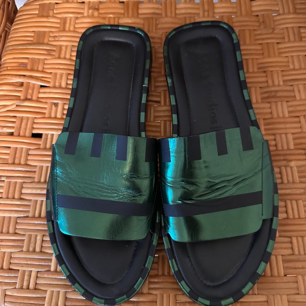 Acne Studios Metallic Striped Sandal in Size 41